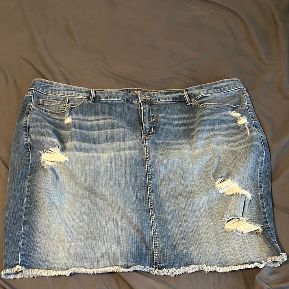 Torrid Denim skirt with distressing